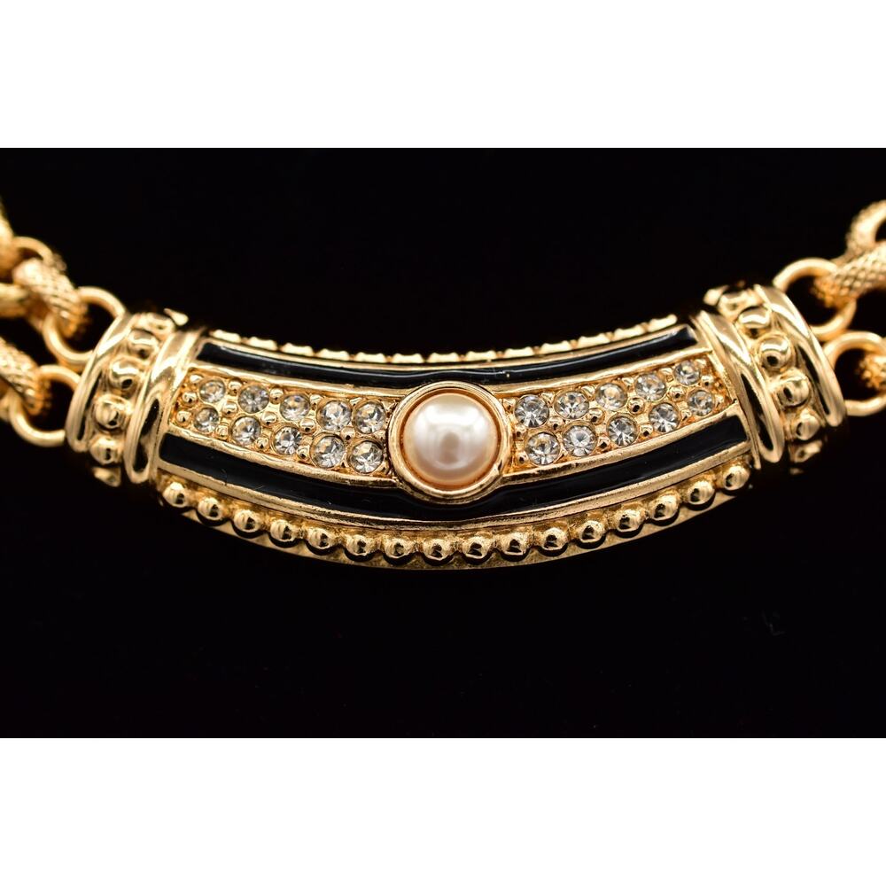 Authentic Dior Gold and Black Necklace with Pearl and Crystal Accents - Picture 10 of 12